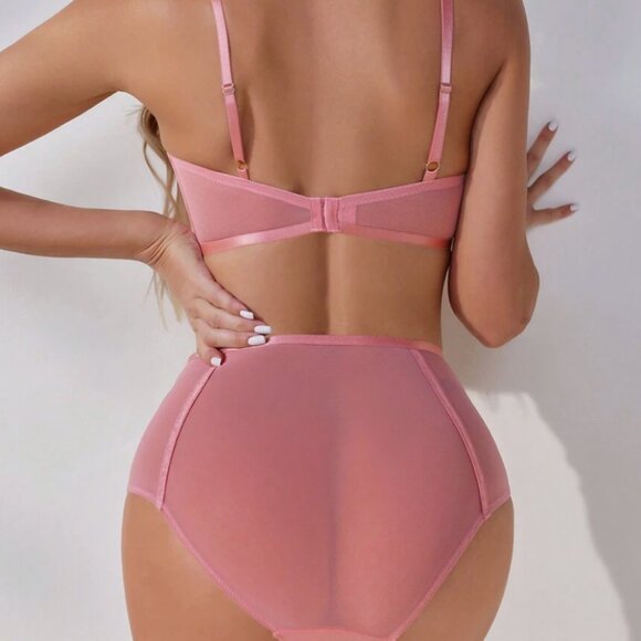 🍒 5/$25 🍒 Sheer Pink Mesh Bralette with Rhinestones - Picture 5 of 5